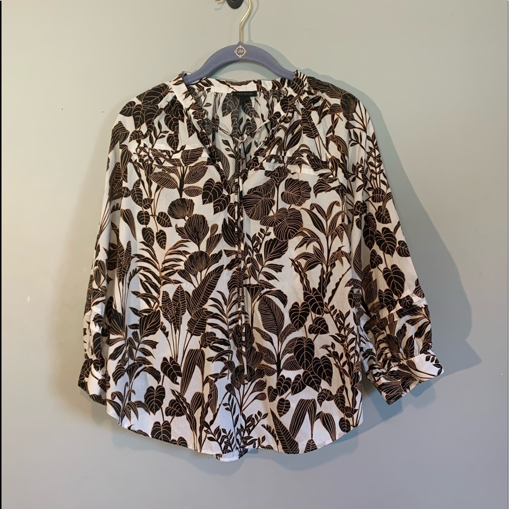 Ann Taylor neutral boho shirt blouse